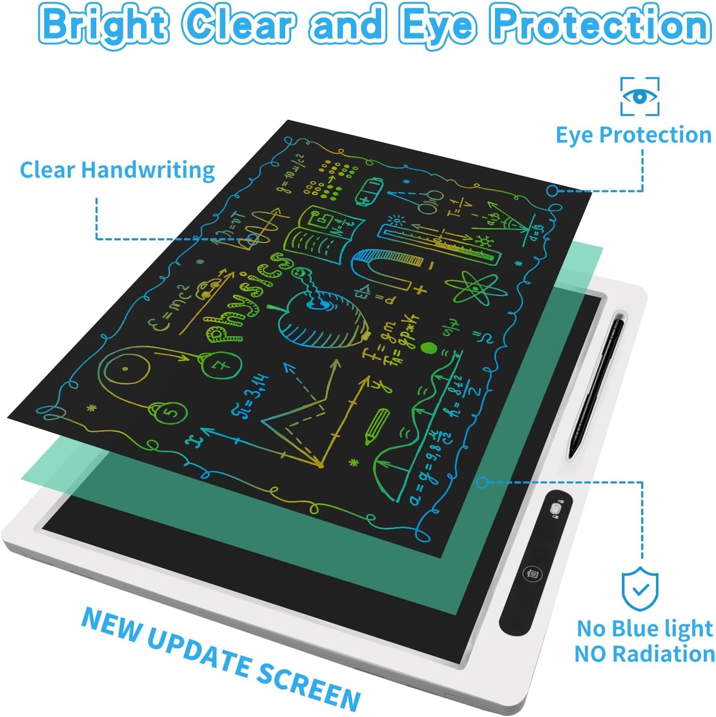 LCD Writing Tablet, 22 Inch Colorful Doodle Board Erasable Drawing Board Kids Writing Board, Drawing Tablet Educational for 3-12 Year Old Kids Adults Home School